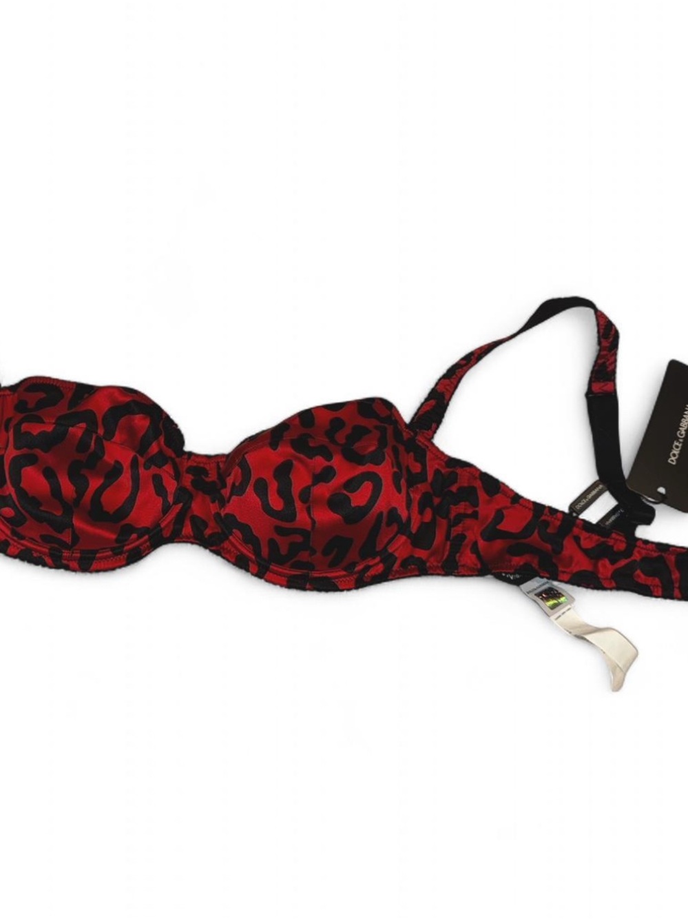 Dolce & Gabbana Red and Black Leopard Print Underwire Bra